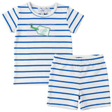 Striped Tag Applique Shorts Set