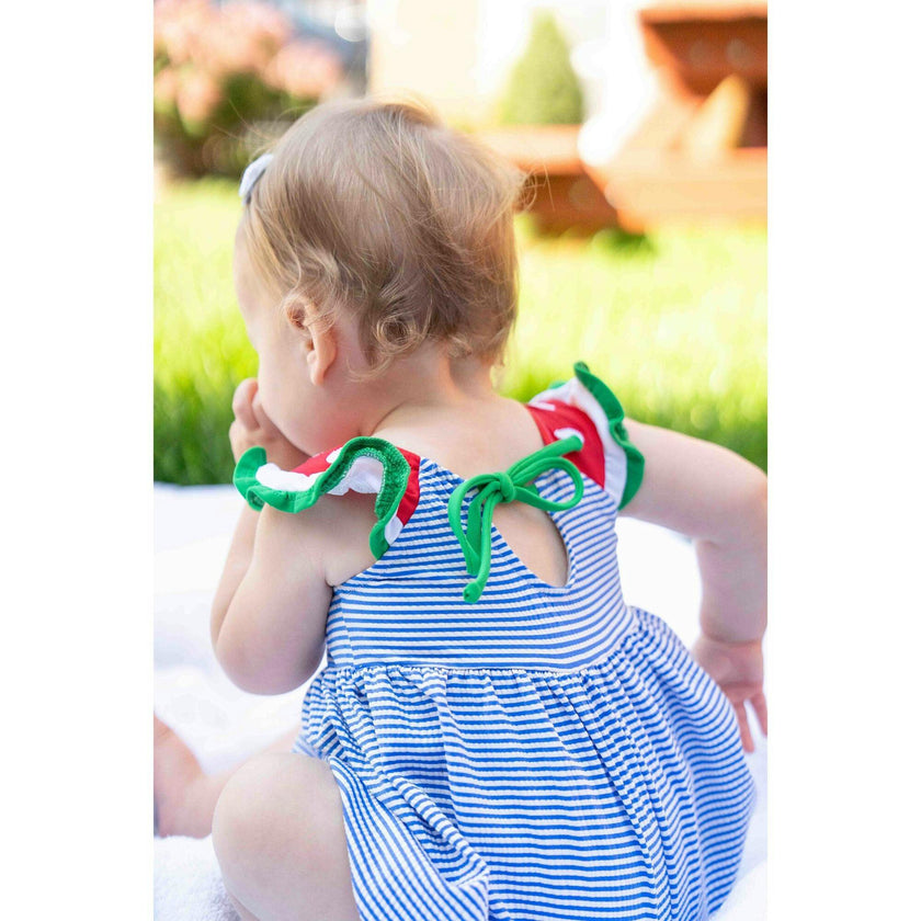 Seersucker Swimsuit With Watermelon