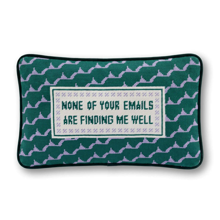 Emails Finding Me Needlepoint Pillow