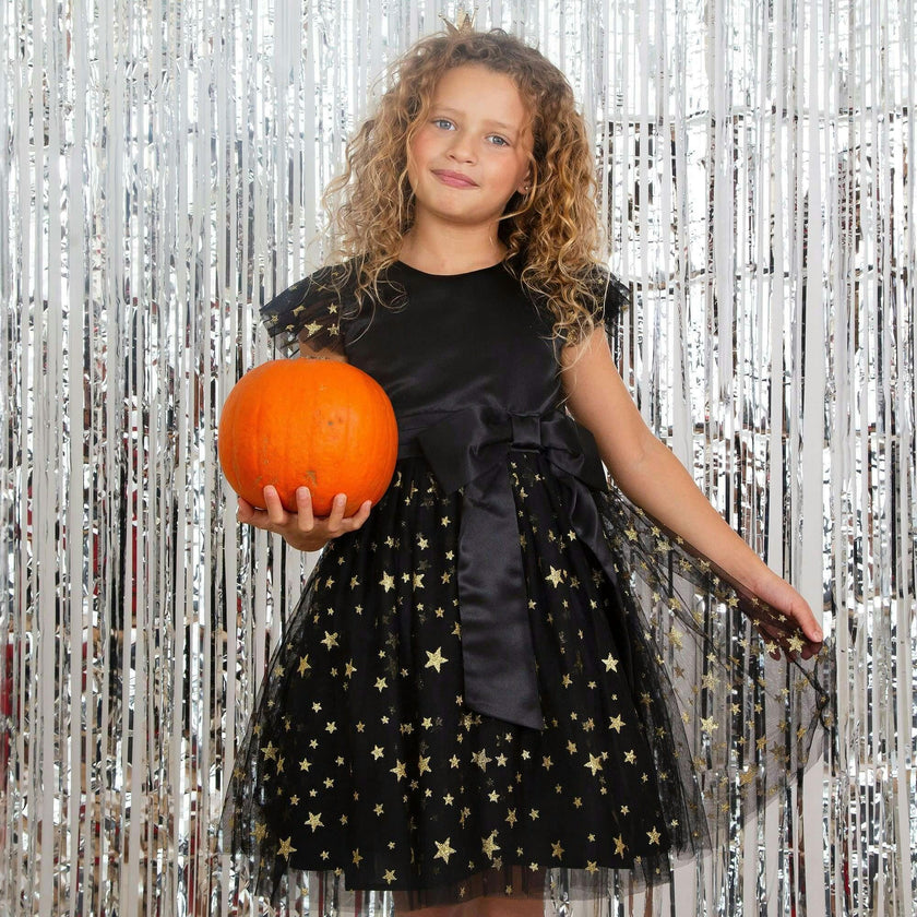 Stella Satin & Gold Star Girls Party Dress