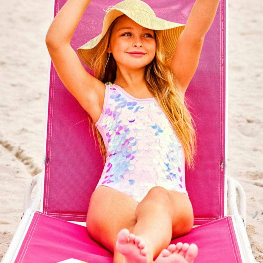 Paillette Mermaid One Piece Swim, Pink