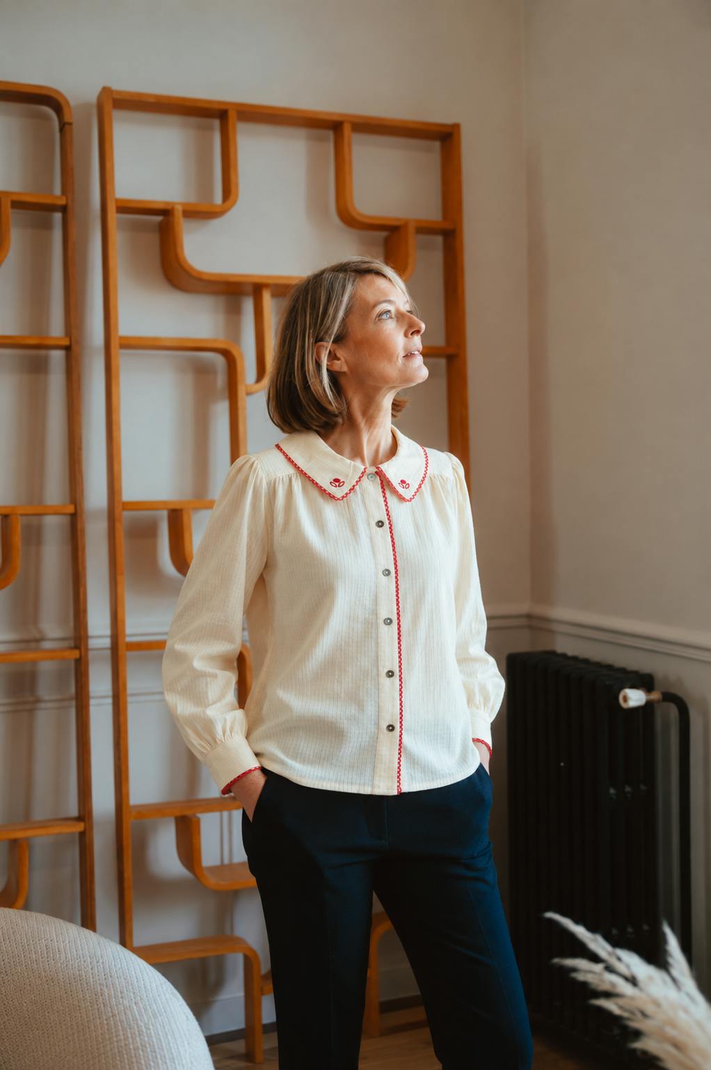 Blouse femme Simone col brodé