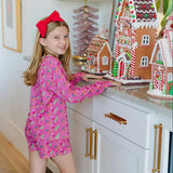 Sophie Girls' Short Set - Christmas Candy Pink