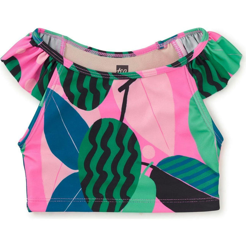 Ruffle Sleeve Tankini Swim Top, Pink