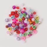 Karma Rainbow Heart Shaped Letter Beads Metalic Pink DIY Alphabet Bead Jar Kit