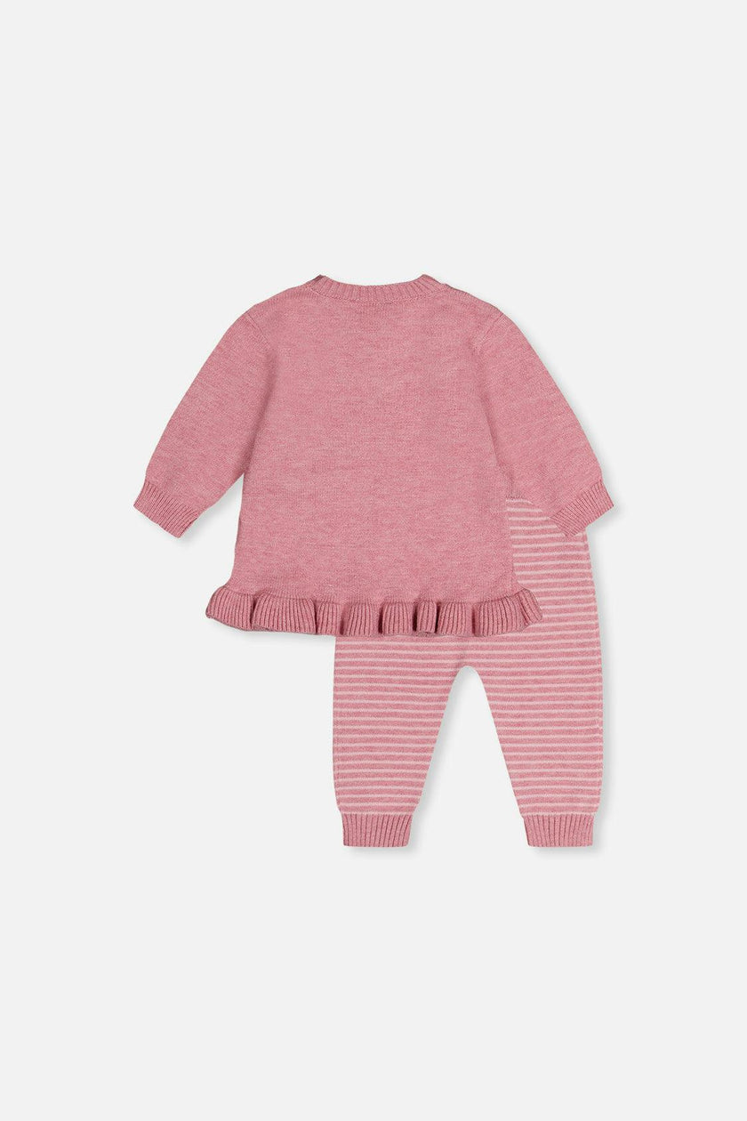 Knitted Top And Pants Set Dusty Pink