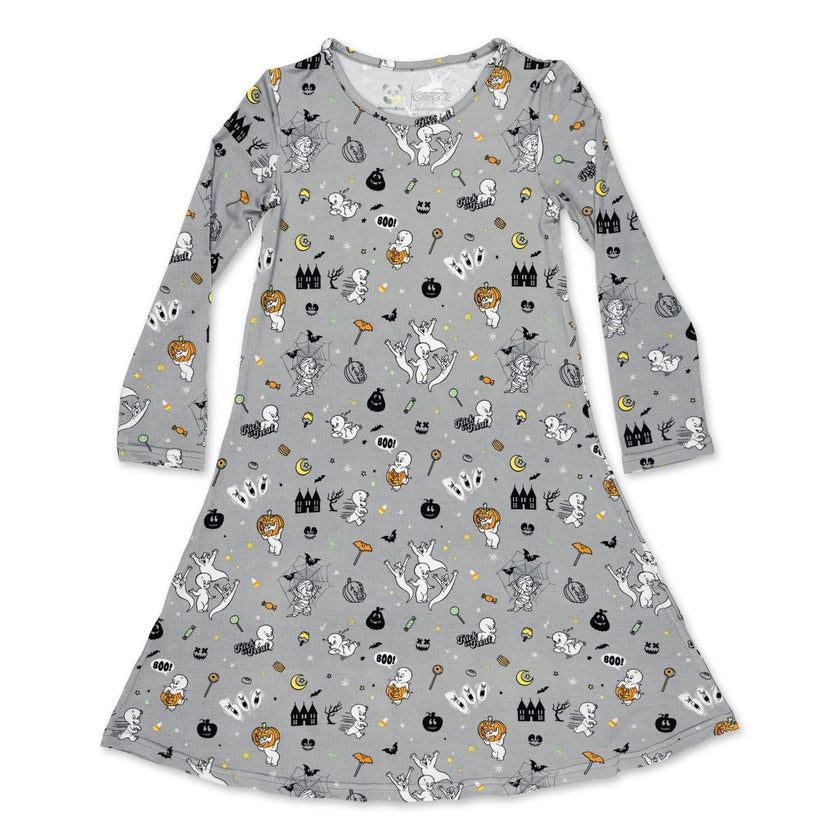 Casper Halloween Bamboo Girls' Long Sleeve Dress