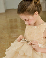 Cream Cliffara Floral Ruffle Occasion Dress