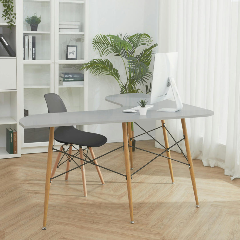 Roberto L-Shaped Corner Desk with Wood and Metal Details