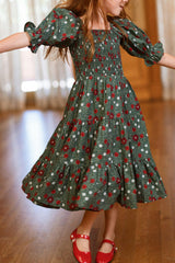 Mini Madeline Maxi Dress in Evergreen Merry Ditsy