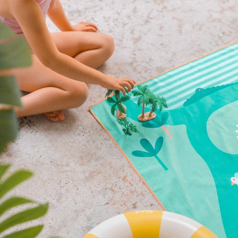 Quut Beach Bag Set Green + Safari Play Towel