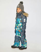 Kids One Piece Discover Snowsuit Blue Bear Print