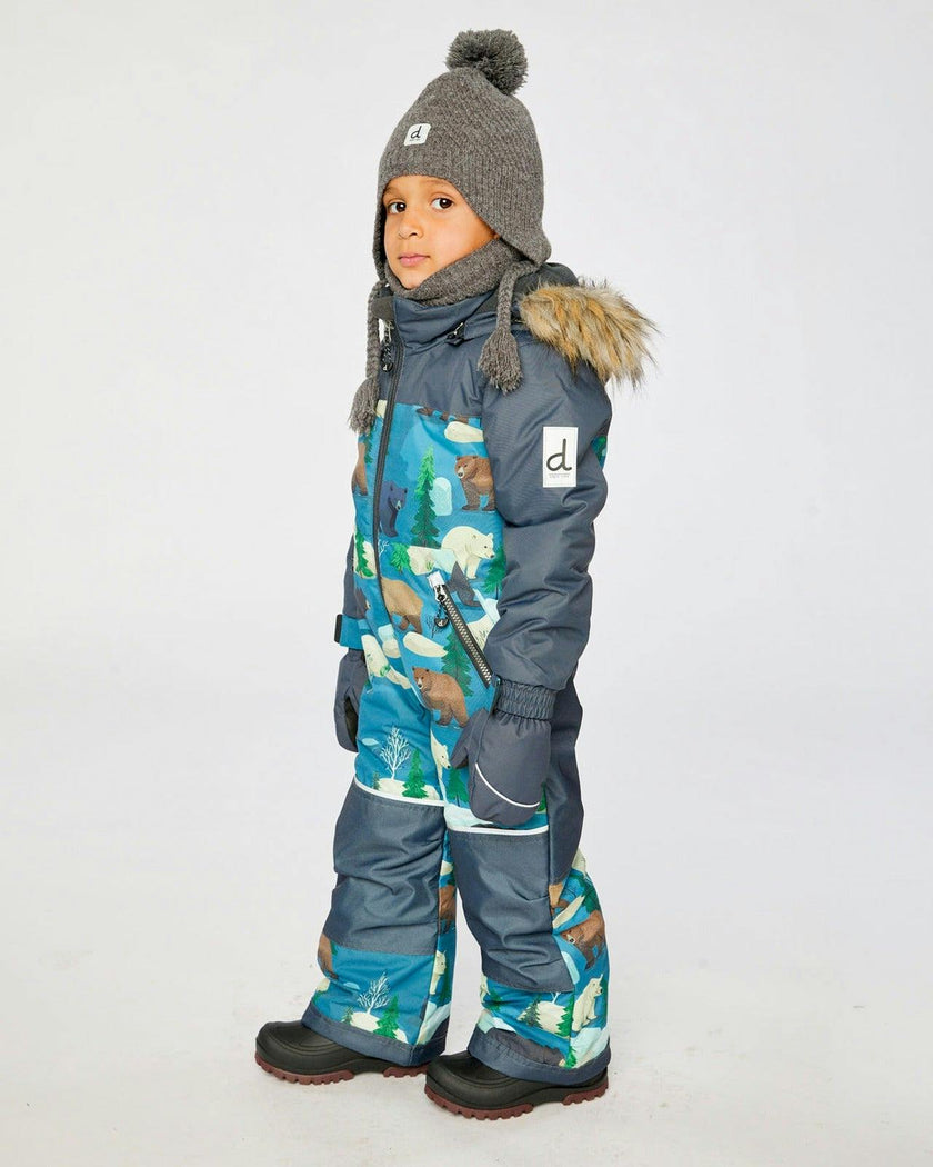 Kids One Piece Discover Snowsuit Blue Bear Print