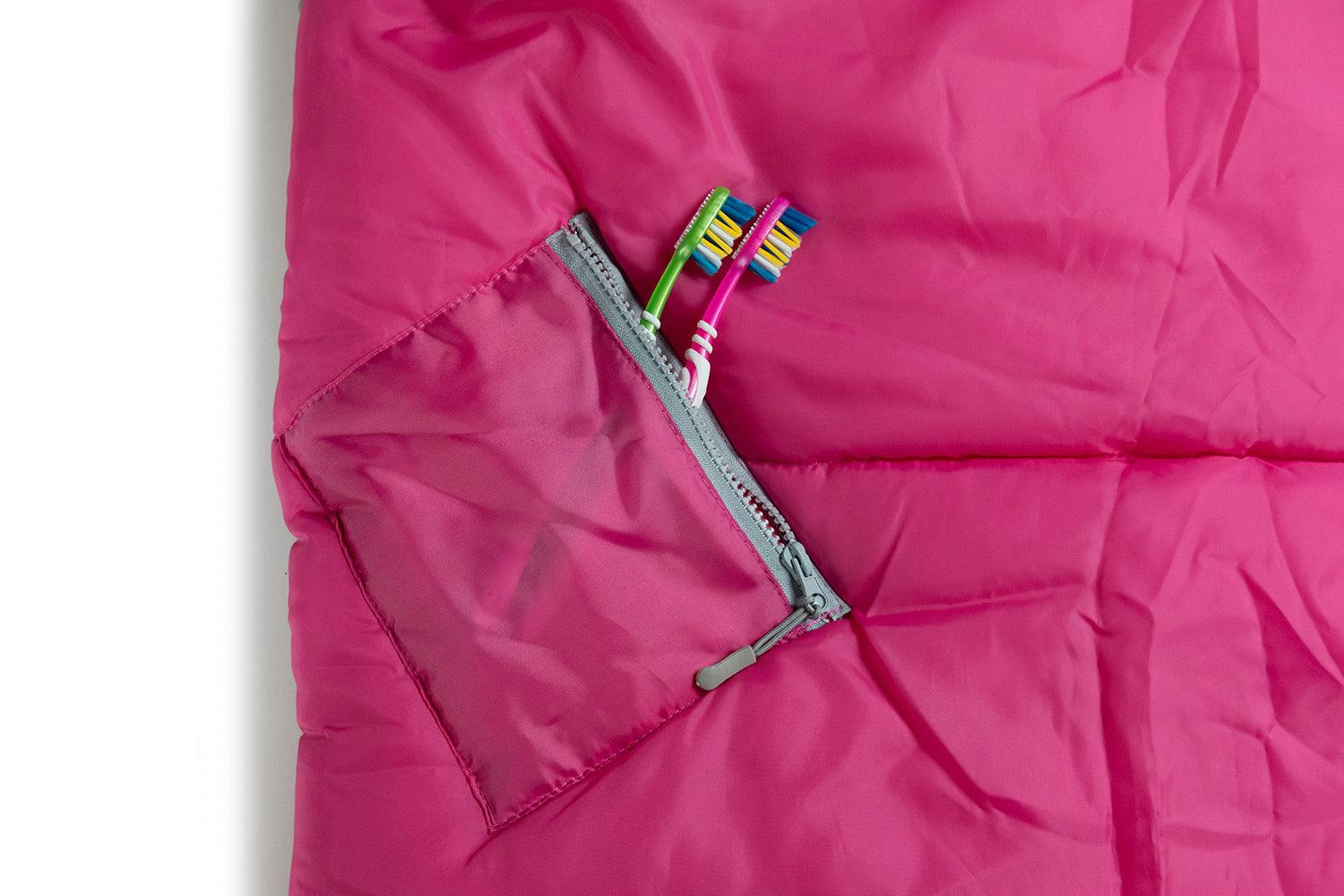Sleep-n-pack: Packable Sleeping Bag, Big Kid 7-12+ yrs - Hibiscus Pink/Coconut Sherpa
