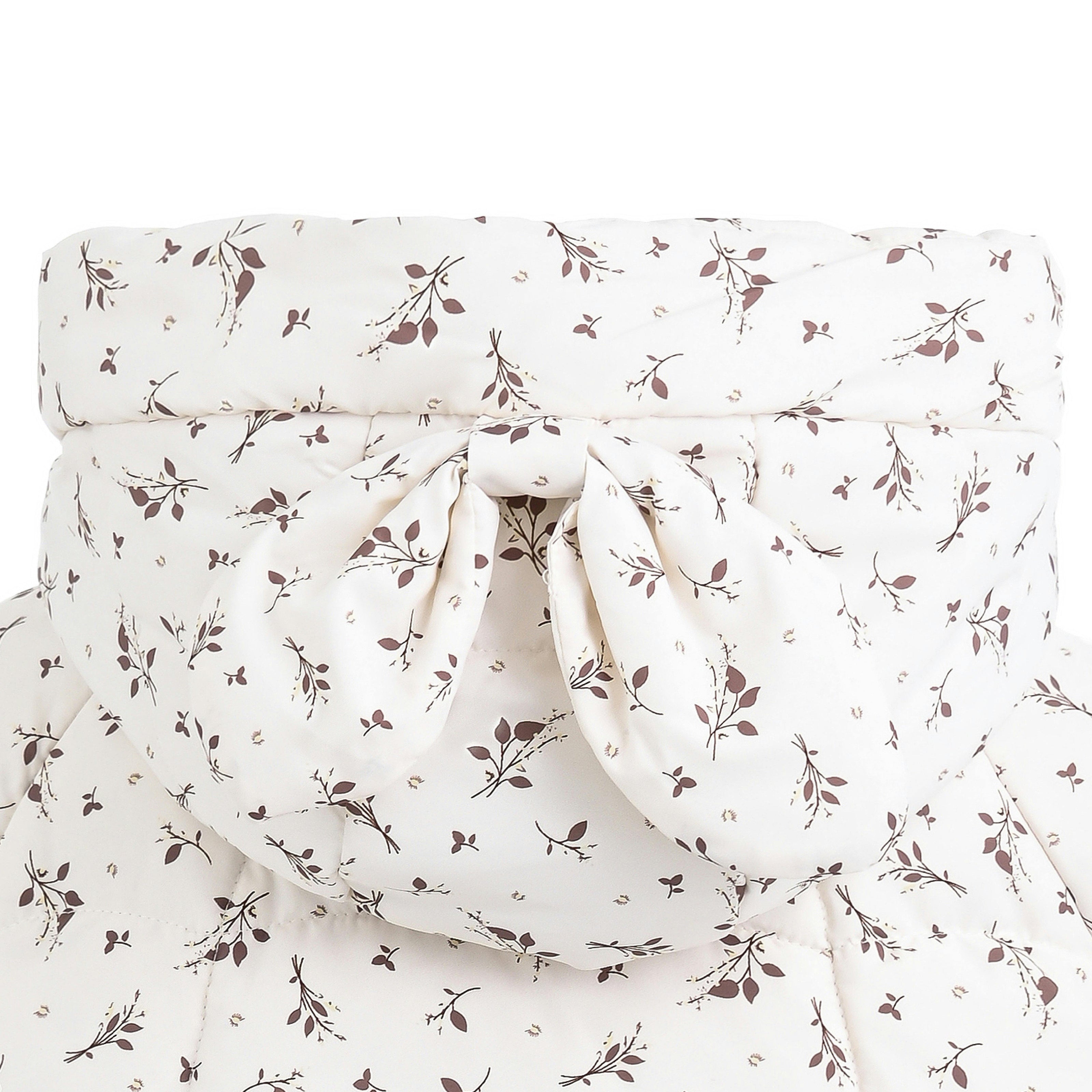 White Floral Hooded Jacket & Mitten Set
