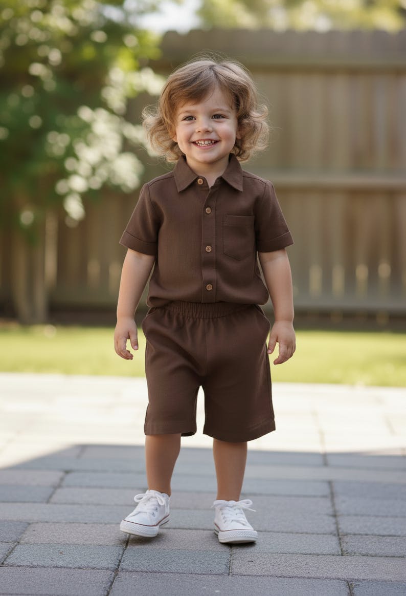 Joey Shorts and Shirt Set Brown