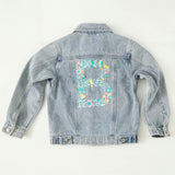 Personalized Denim Jacket, Monogram Floral Font