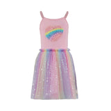 3D Rainbow Heart Shimmer Dress