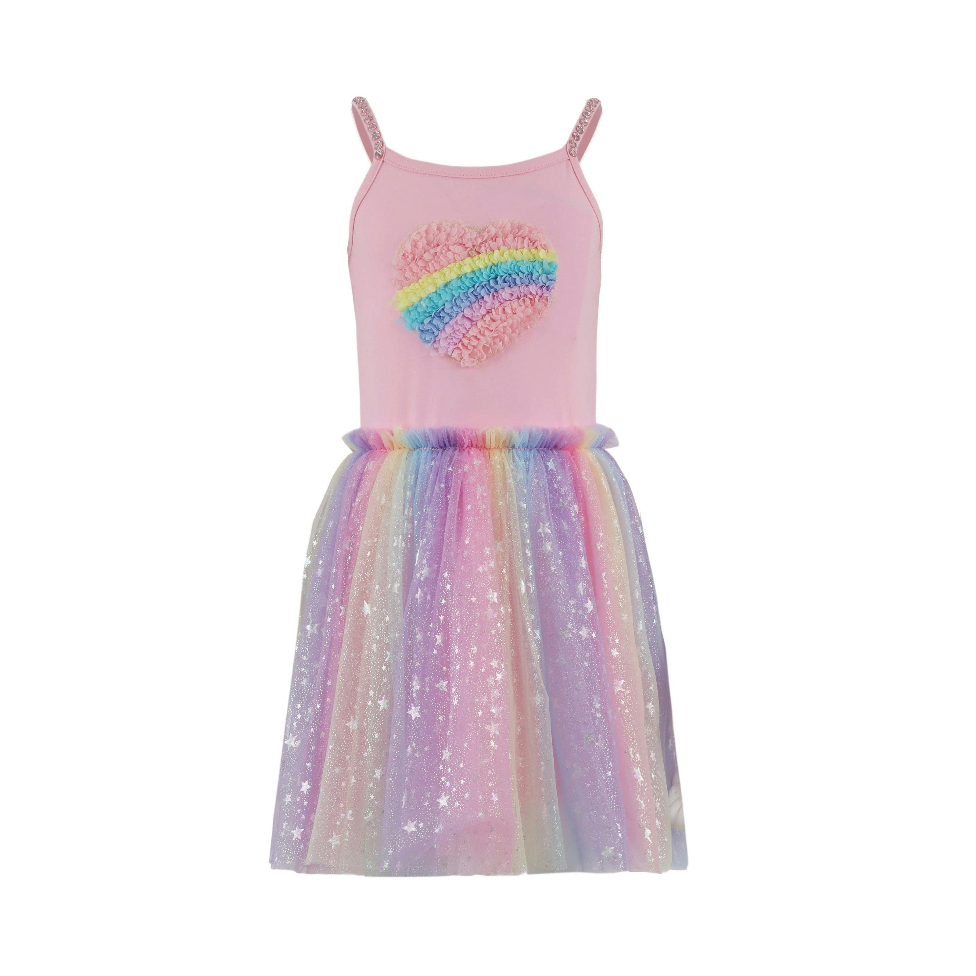 3D Rainbow Heart Shimmer Dress