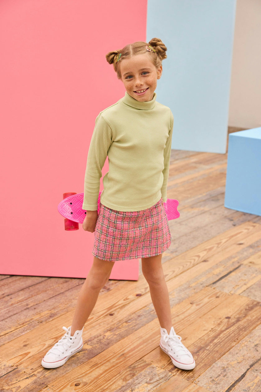 Stretchy Ribbed Long Sleeve Turtleneck Sweatshirt