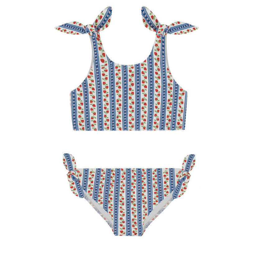 girls strawberry patch tie knot bikini