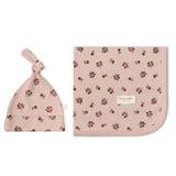 Organic Swaddle Blanket & Hat Set - Rosebud