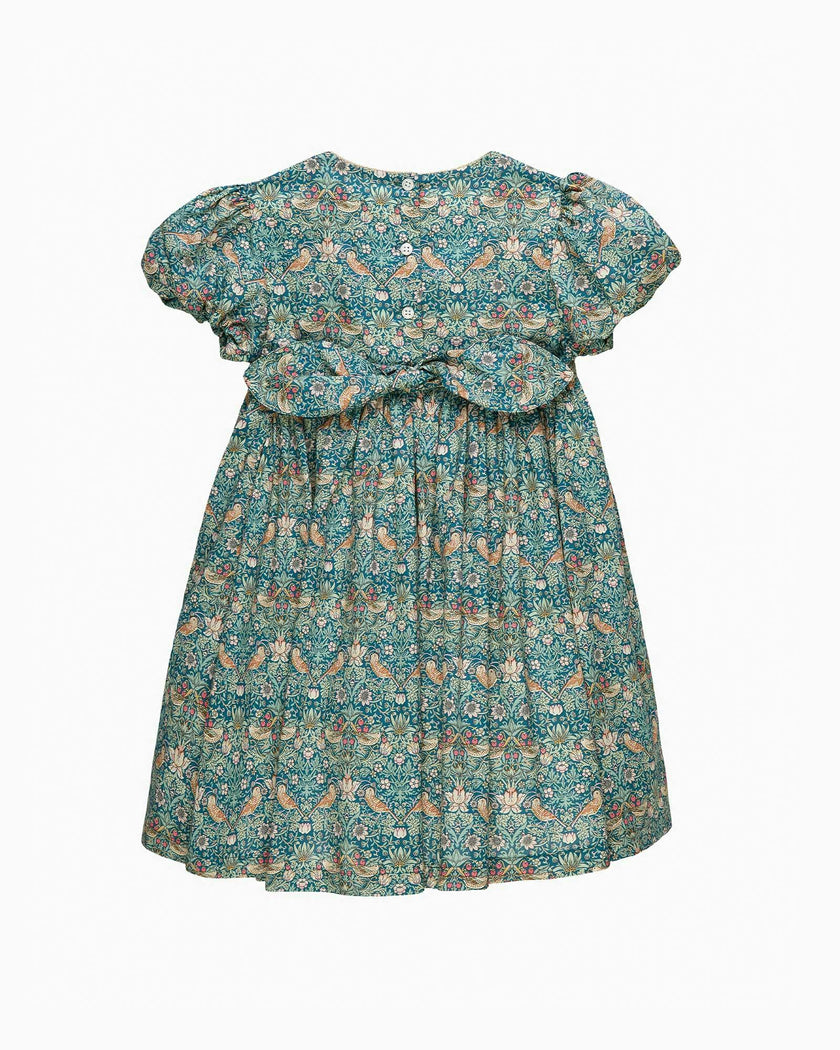 Smocked Party Dress in Strawberry Thief