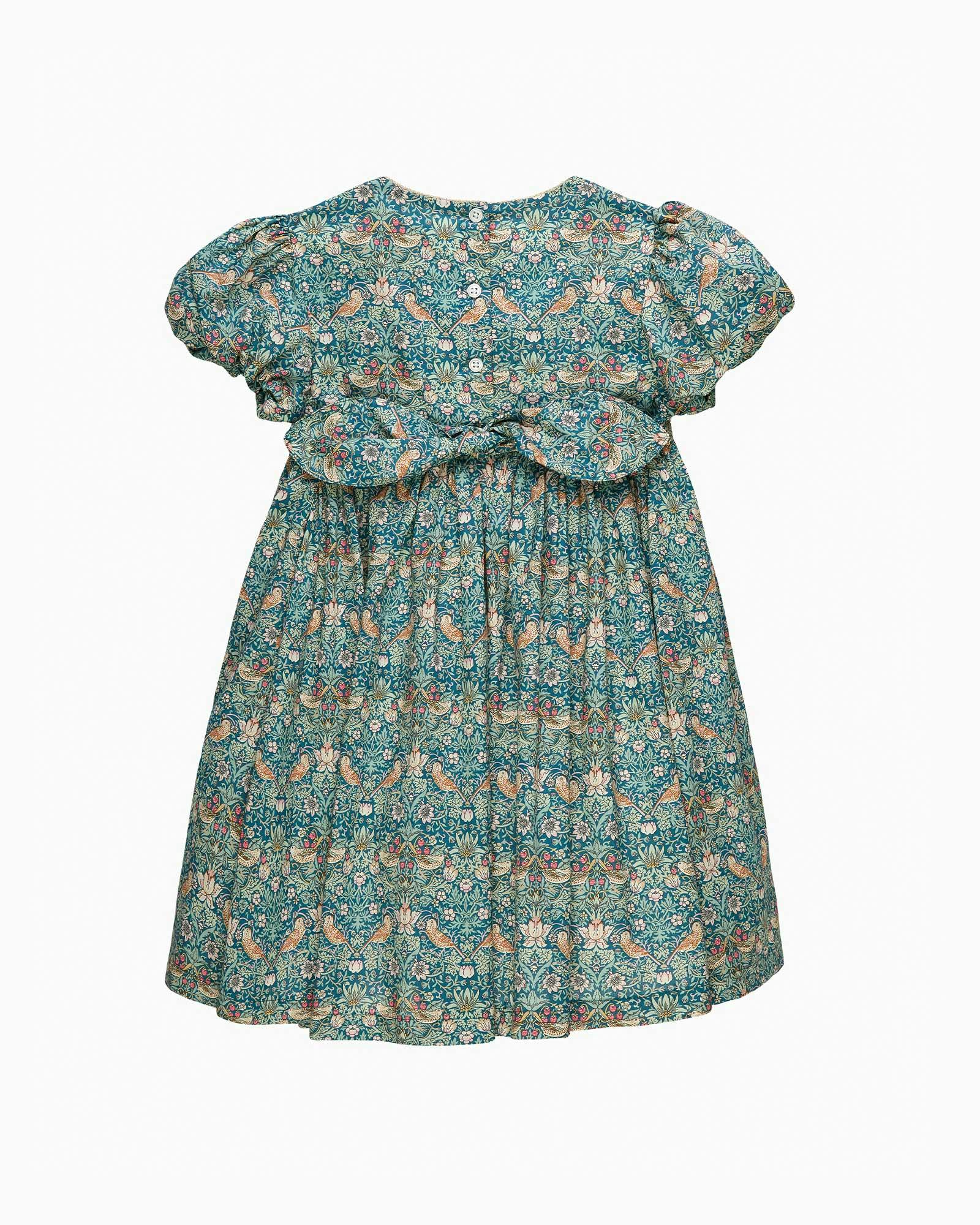 Smocked Party Dress in Strawberry Thief