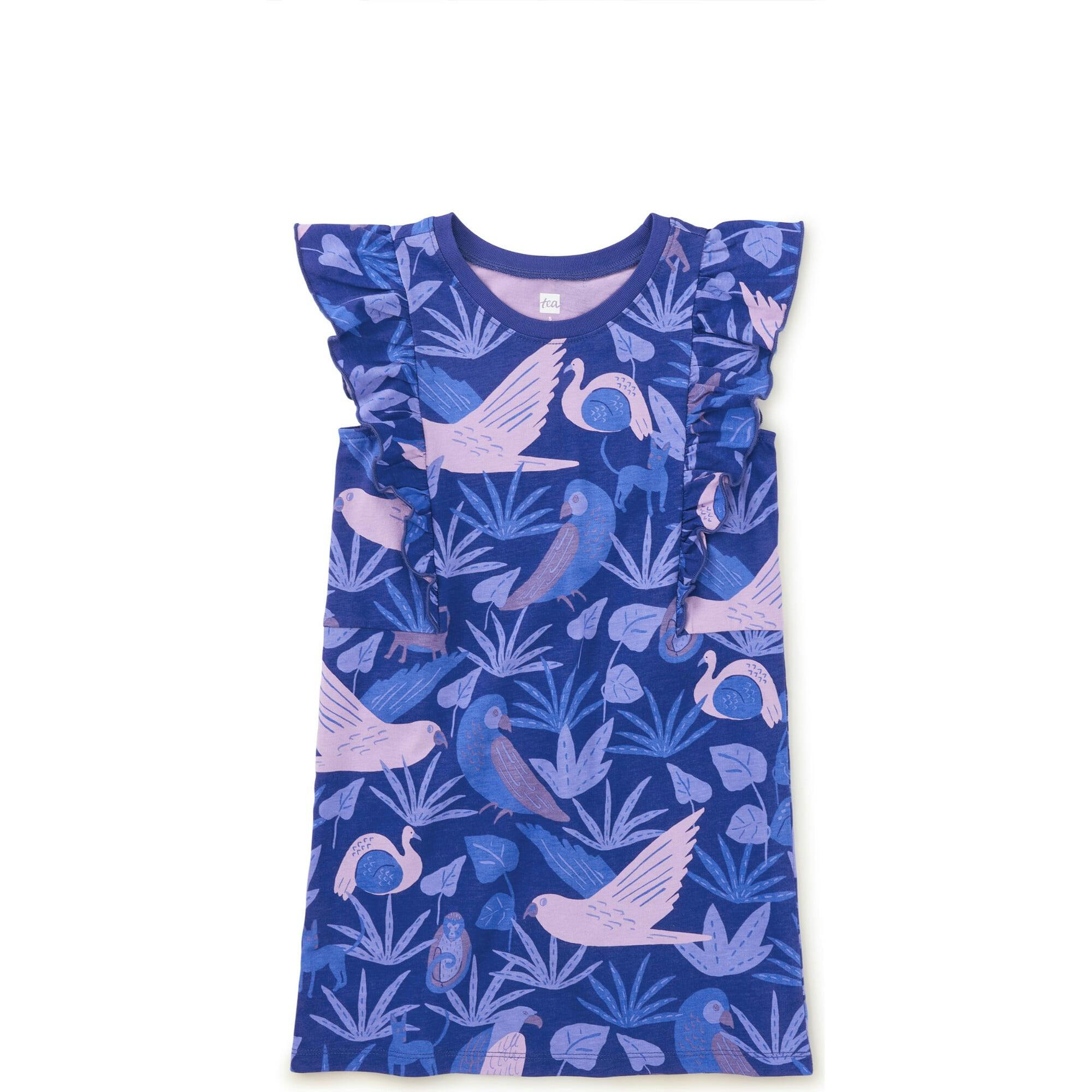 Sleeveless Ruffle A-Line Dress, Blue