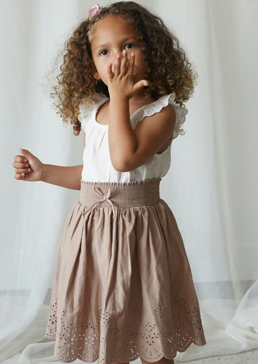 Noemiè | Anglaise Corduroy Skirt | Monkfruit