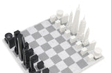 Chess Set Acrylic NEW YORK with Marble Hatch Board