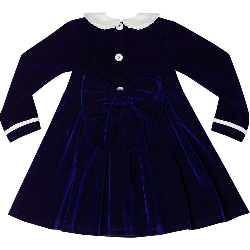 Long Sleeve Grace Dress in Midnight Blue Velvet