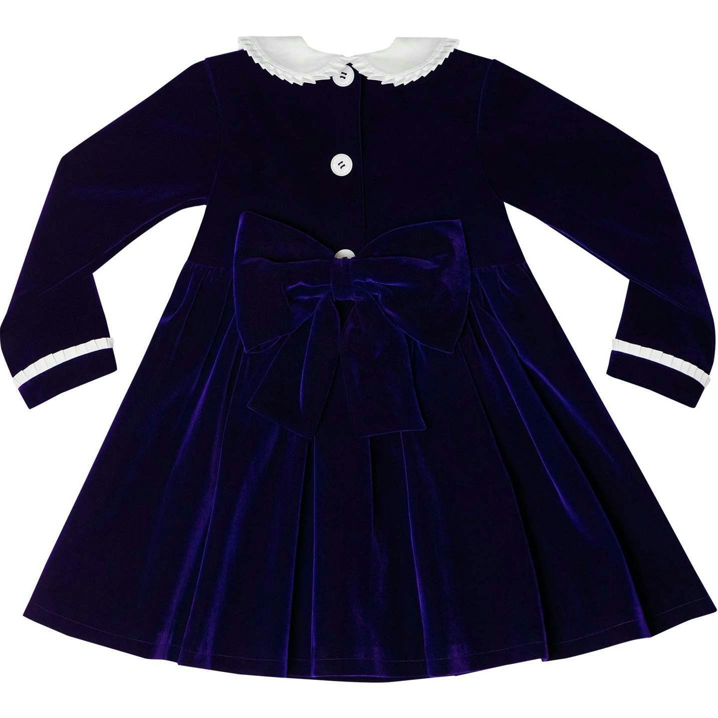Long Sleeve Grace Dress in Midnight Blue Velvet
