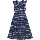 Women's Giselle Ruffle V-Neck Elastic Waist Flutter Sleeve Maxi Dress, Navy