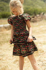 Mini Annalise Skirt in Obsidian Vintage Poppies