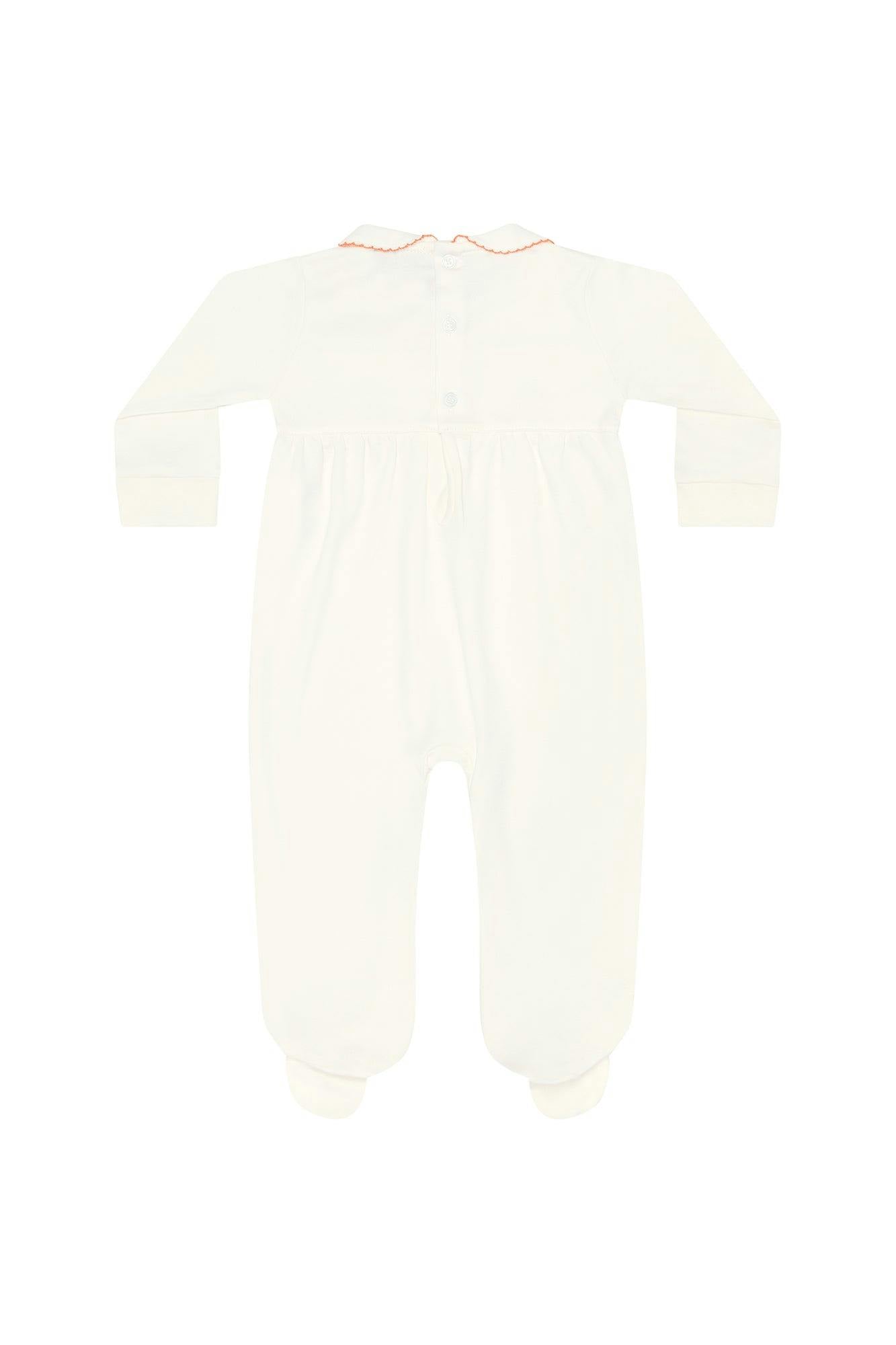 Ivory Pumpkin Patch Embroidered Footie