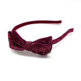 Glitter Bow Headband, Magenta