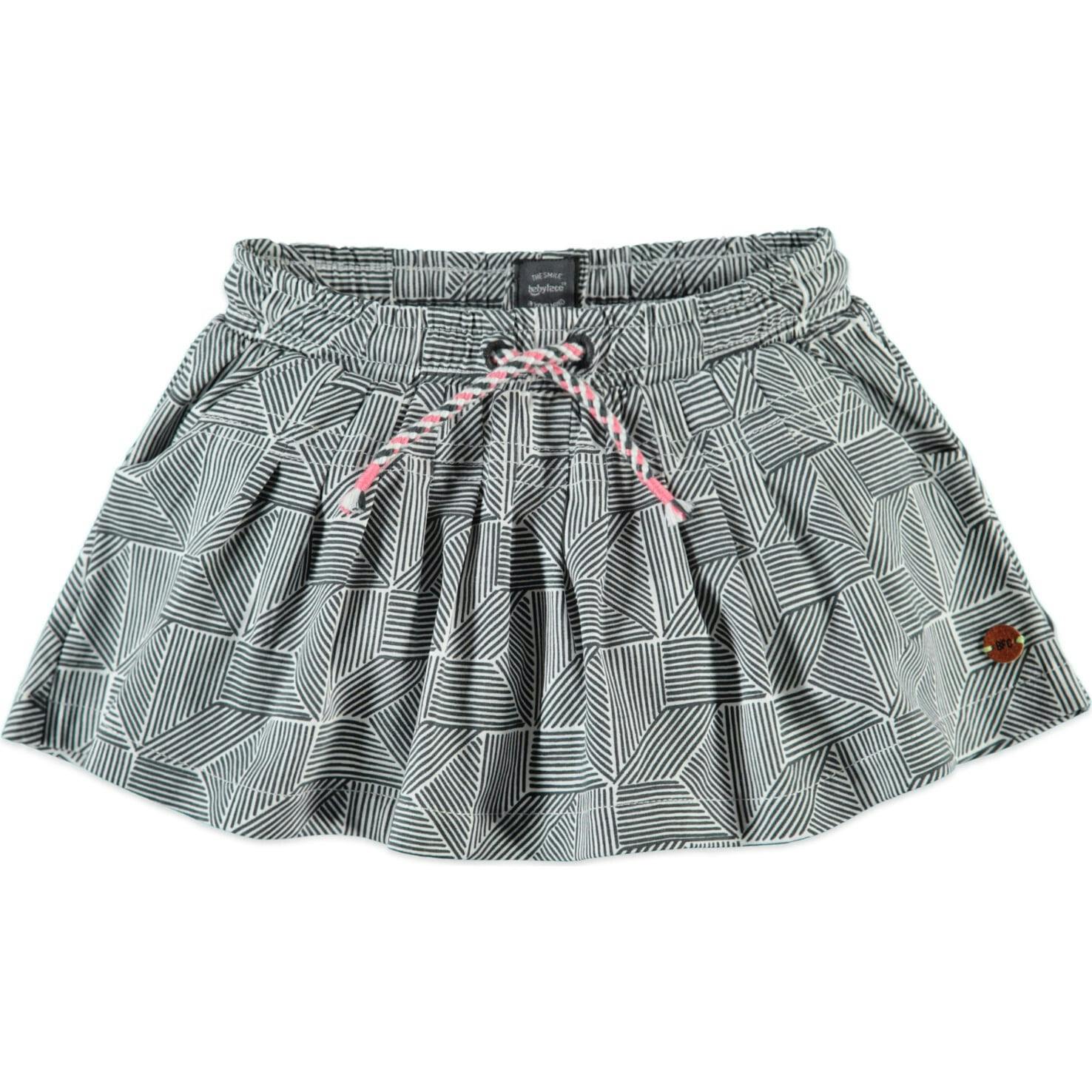 Abstract Geometric Print Drawstring Waistband Pleated Skirt