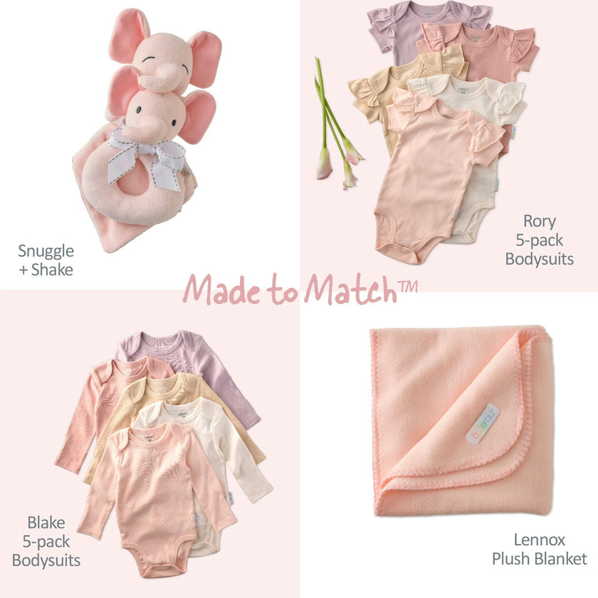 SNUGGLE + SHAKE - Baby Lovey Security Blanket Toy and Rattle Set