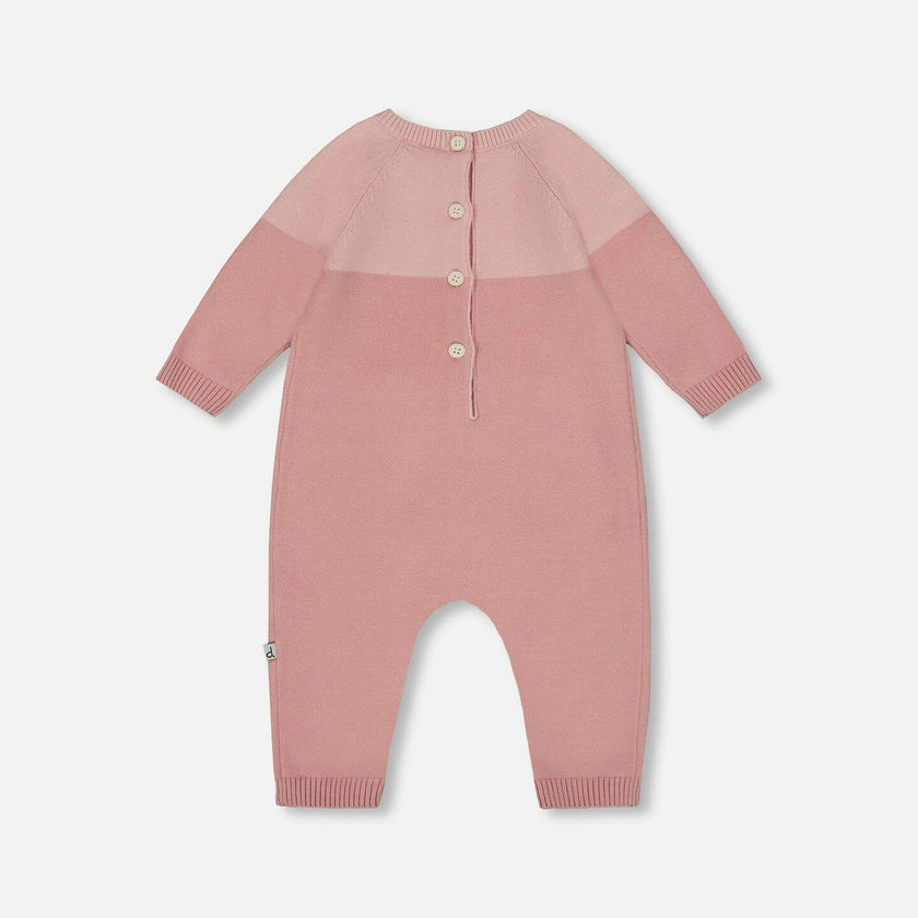 Knitted Bi-Color Romper Old Pink