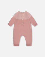 Knitted Bi-Color Romper Old Pink