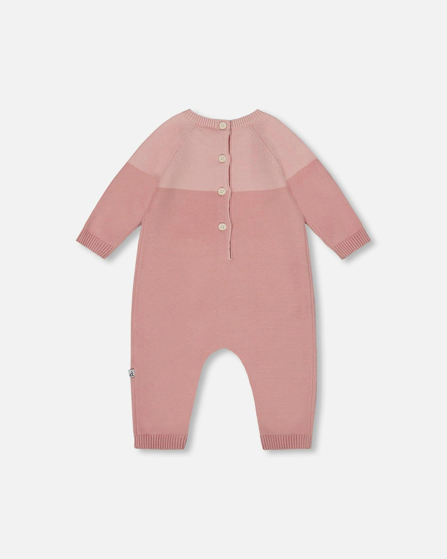 Knitted Bi-Color Romper Old Pink