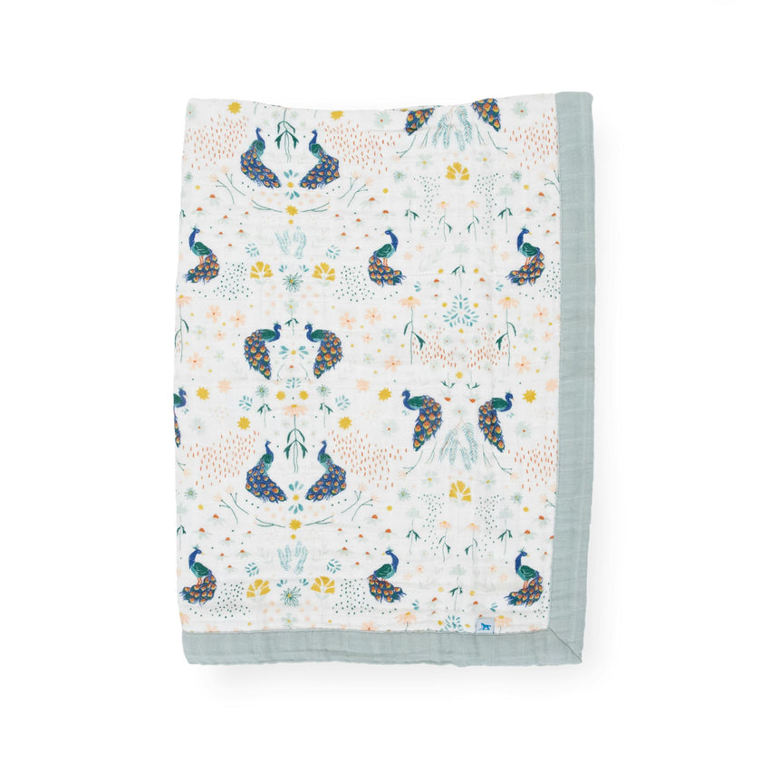 Cotton Muslin Baby Quilt - Peacock