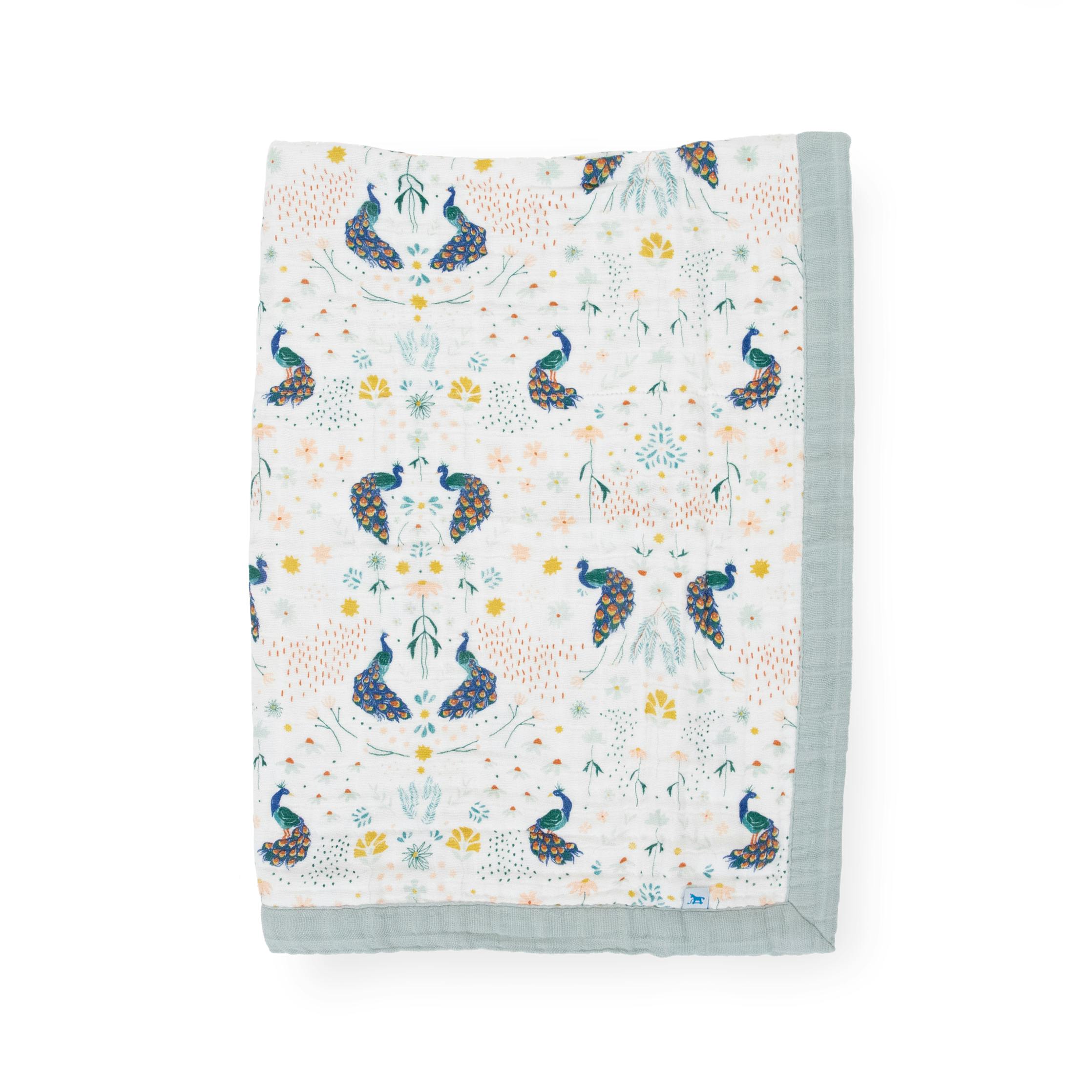 Cotton Muslin Baby Quilt - Peacock