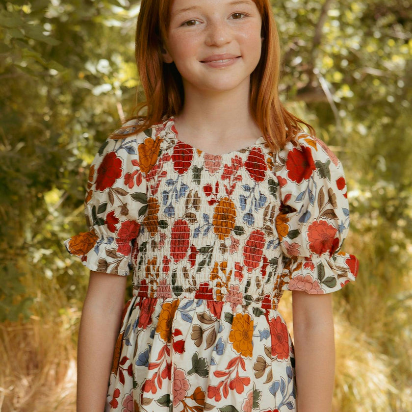 Mini Teagan Dress in Sepia Flower