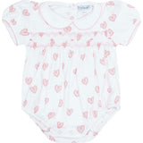 Pink Heart Print Smocked Bubble