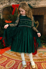 SARAH EMERALD SMOCKED DRESS