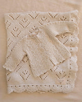 Knitted Blanket w/ Crochet Trim
