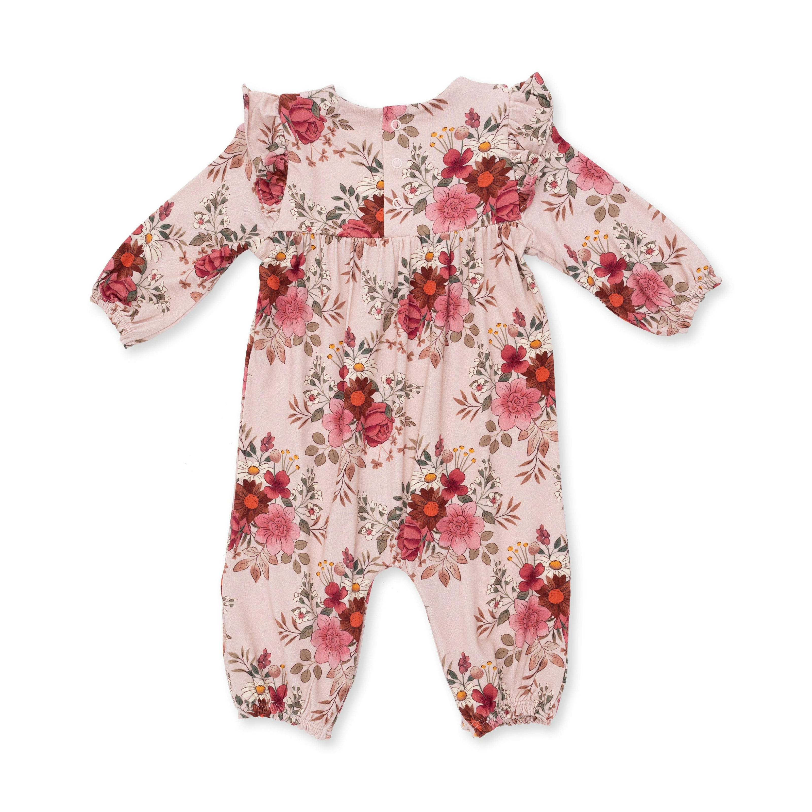 Sabrina Floral - Ruffle Sleeve Snap Romper