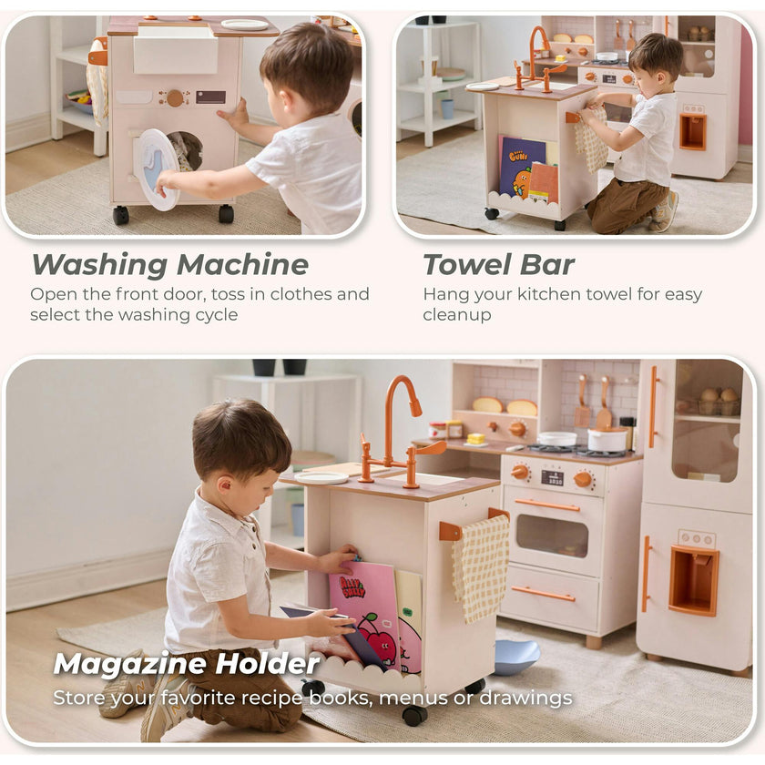 Teamson Kids Little Chef Savannah Wooden Play Kitchen with 21 Accessories